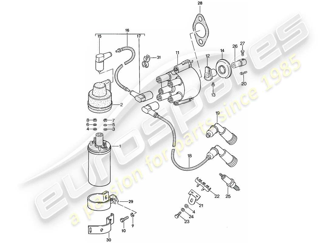 porsche 1982 (944) engine electrics 1 parts diagram