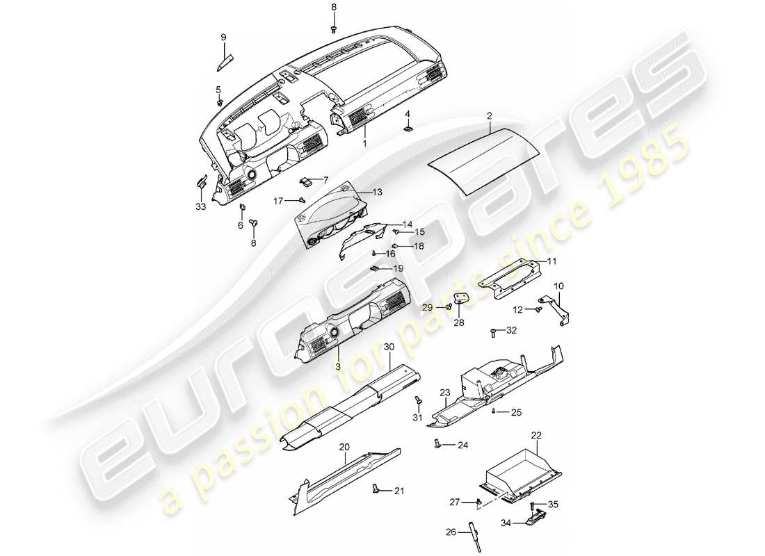 porsche 2005 (carrera gt) dashboard part diagram