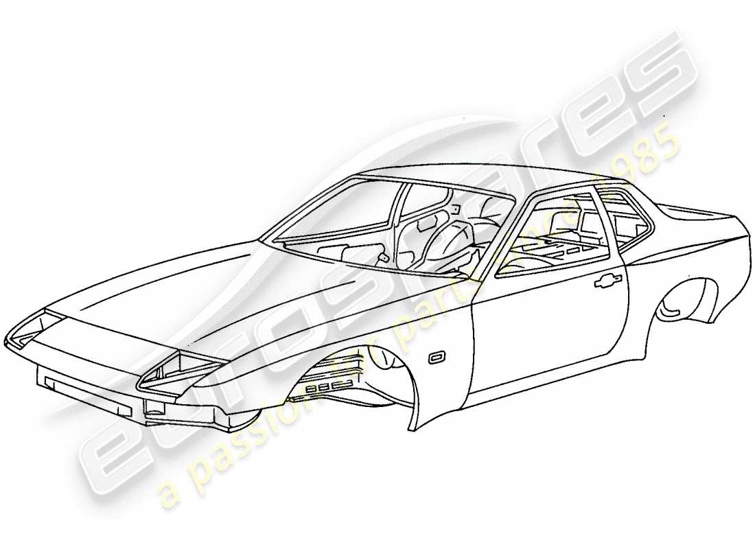 porsche 944 (1982) car body - primed - sealed - with: - underbody protection - bodyshells can only - only available from current - model year available parts diagram