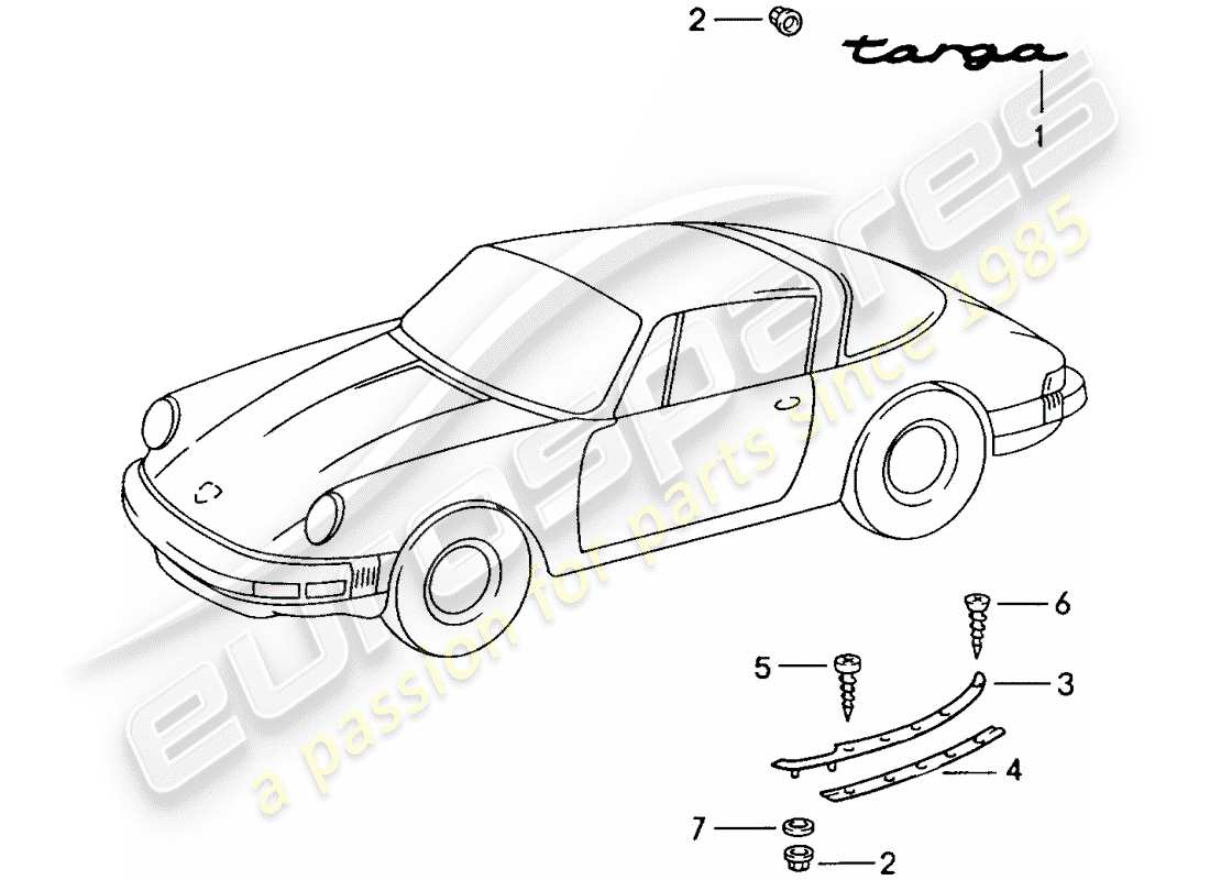 porsche 1986 (911) decorative fittings part diagram