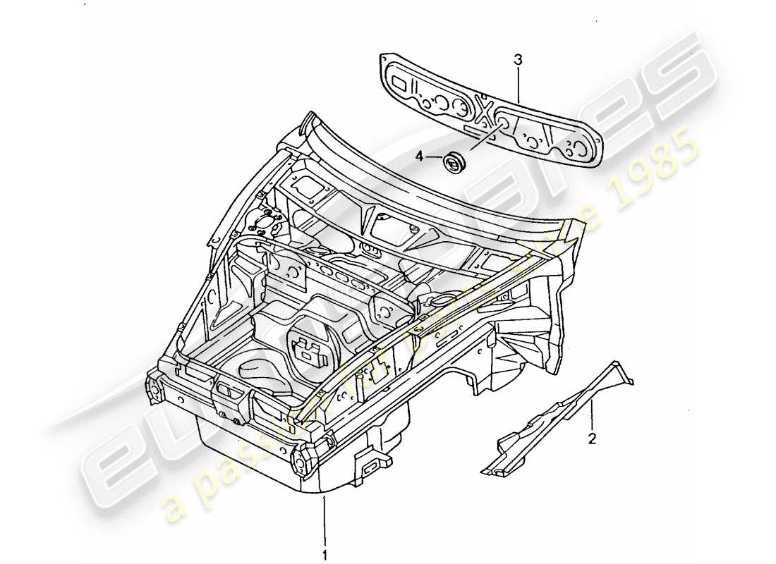 porsche 2001 (996) front end part diagram