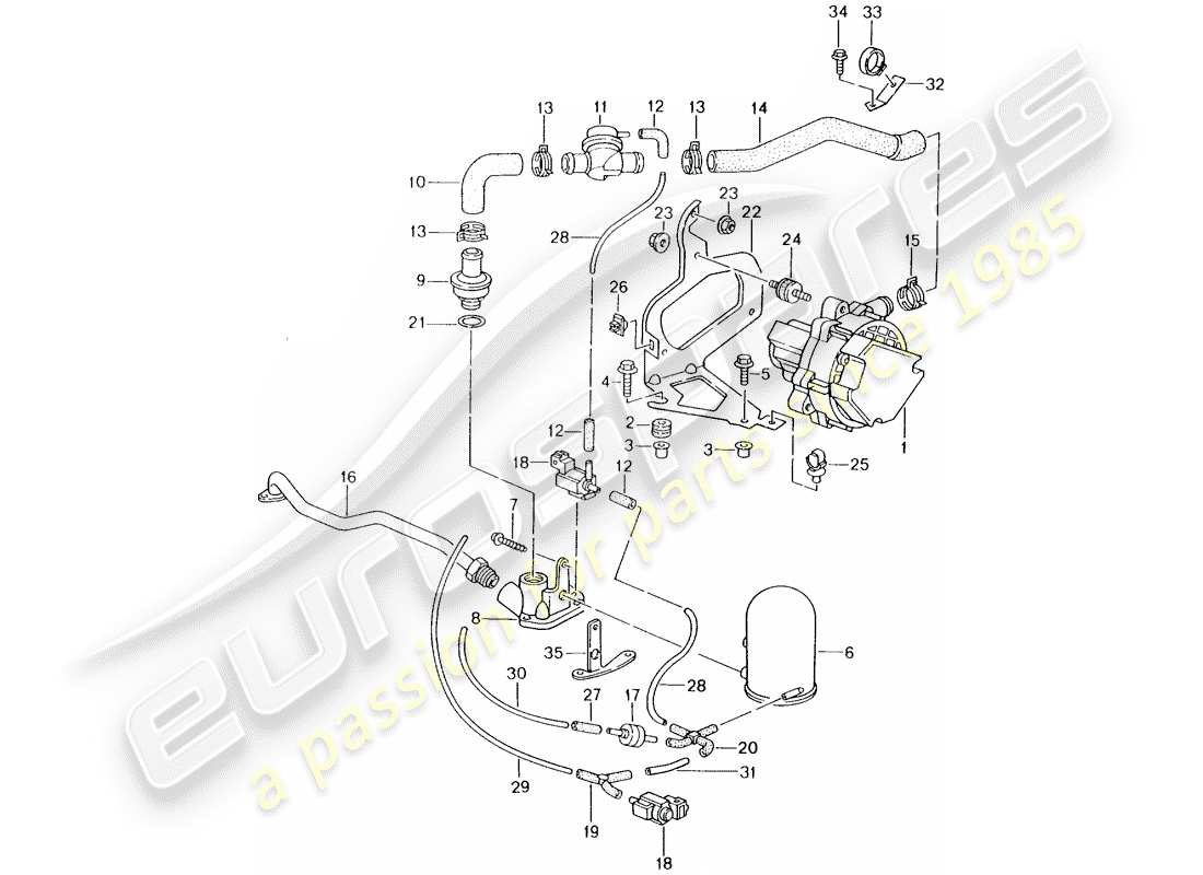 porsche 2001 (996) secondary air pump part diagram