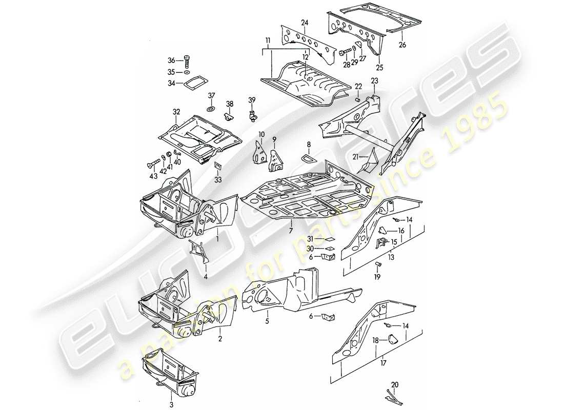 porsche 1962 (356b/356c) frame part diagram