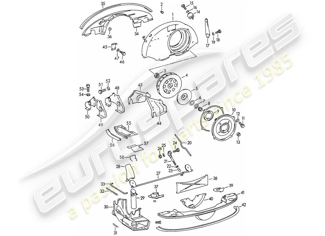 porsche 1962 (356b/356c) air cooling - heater - old version part diagram