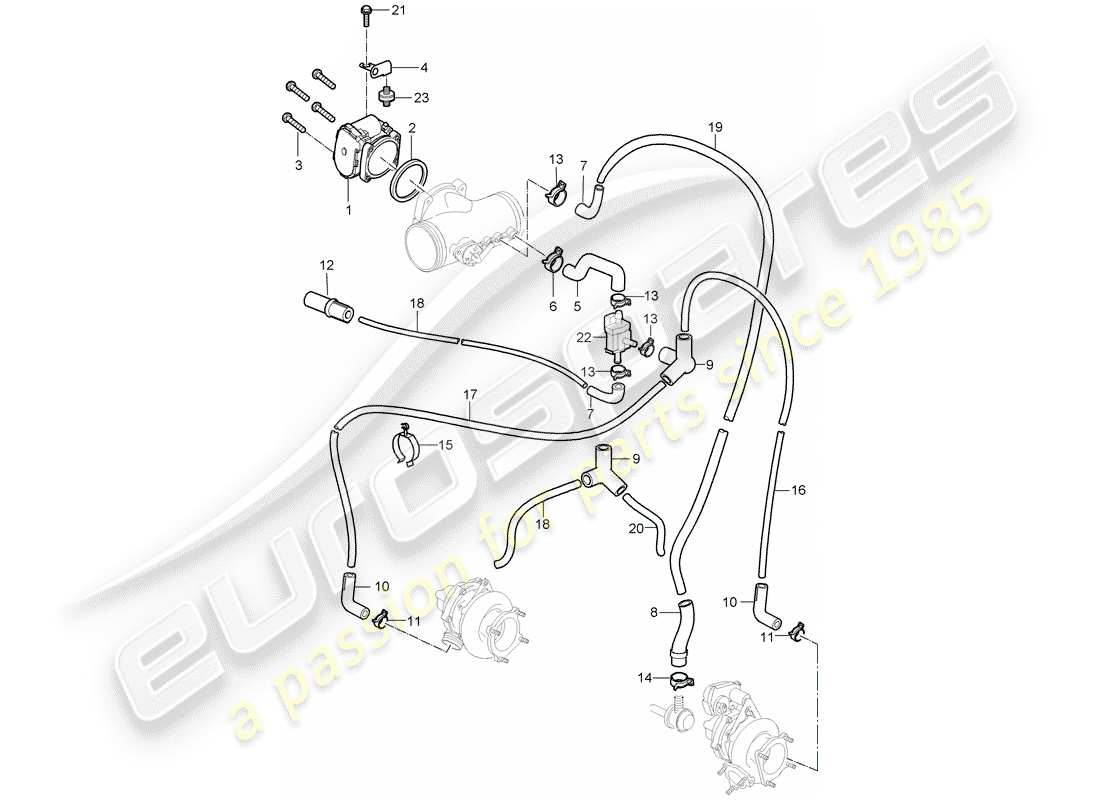 porsche 2008 (997-1 turbo / gt2) throttle body part diagram