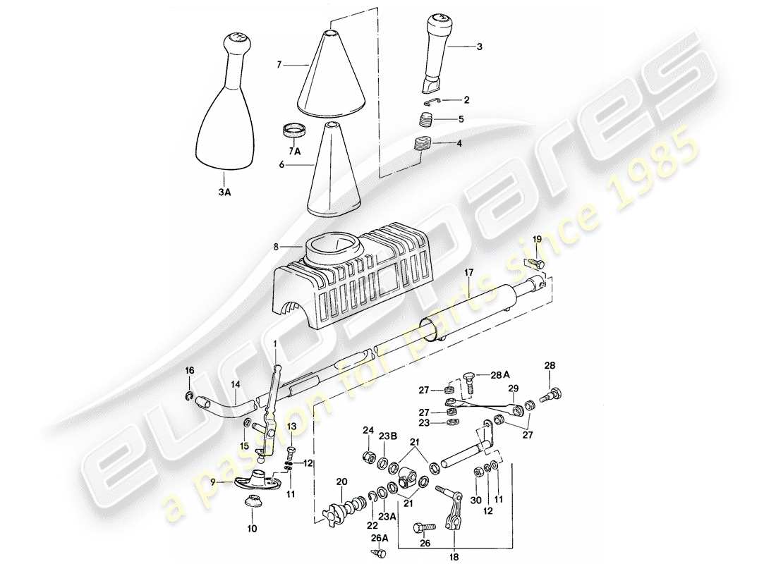 porsche 1988 (944) actuator - for - manual gearbox parts diagram