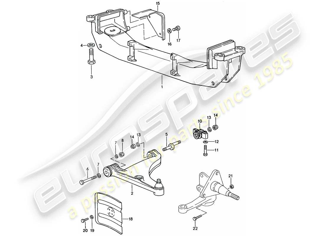 porsche 1991 (944) track control arm - cross member part diagram