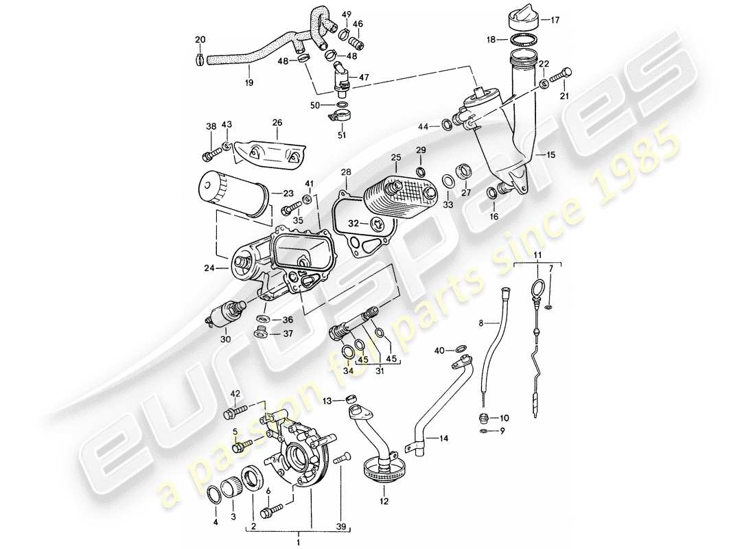 porsche 1991 (944) engine lubrication part diagram