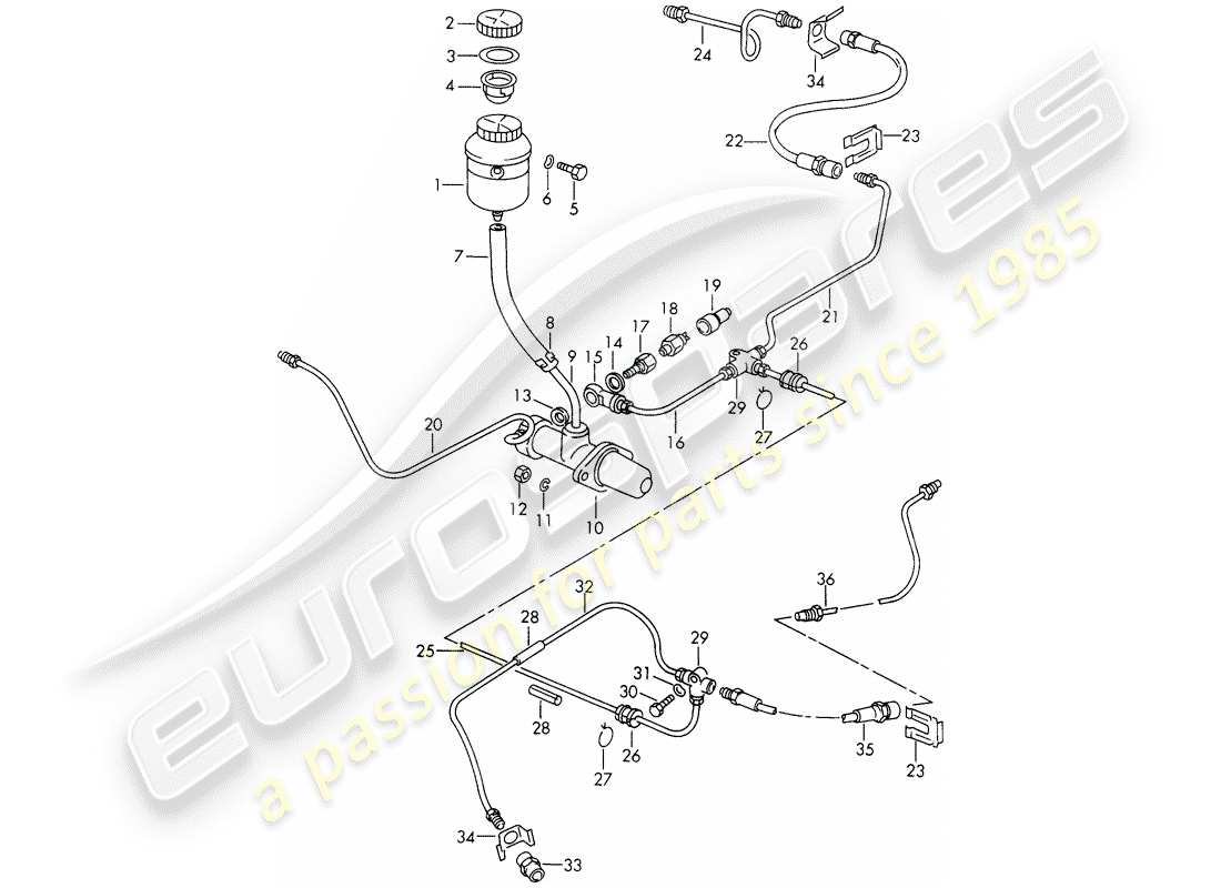 porsche 1967 (911/912) reservoir for - brake fluid - brake master cylinder - d >> - mj 1967 part diagram