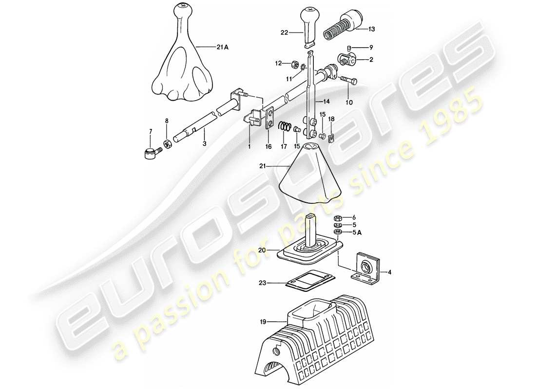 porsche 1984 (928) shift mechanism - manual gearbox part diagram