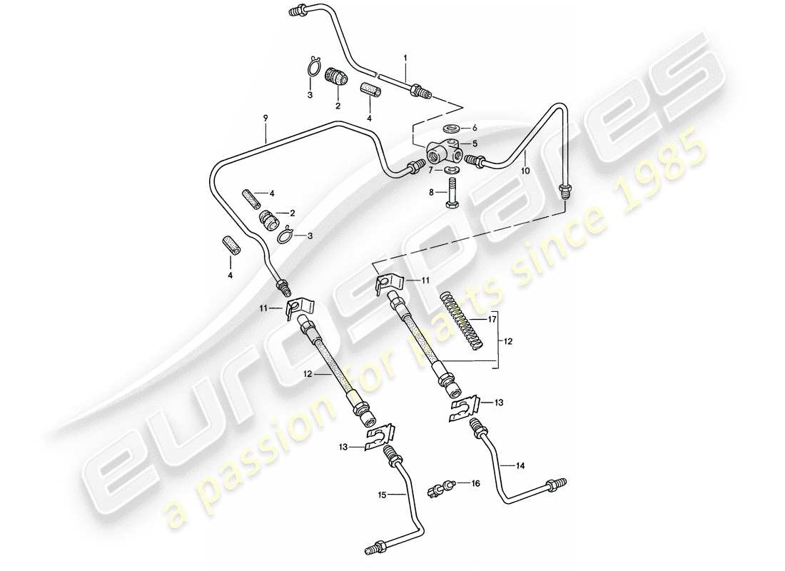 porsche 1985 (911) brake line part diagram