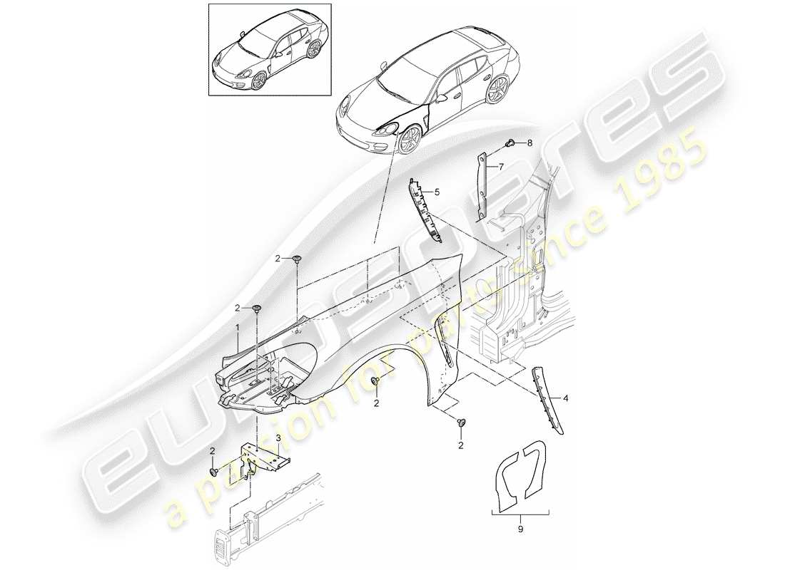 porsche 2015 (panamera 970) fender part diagram