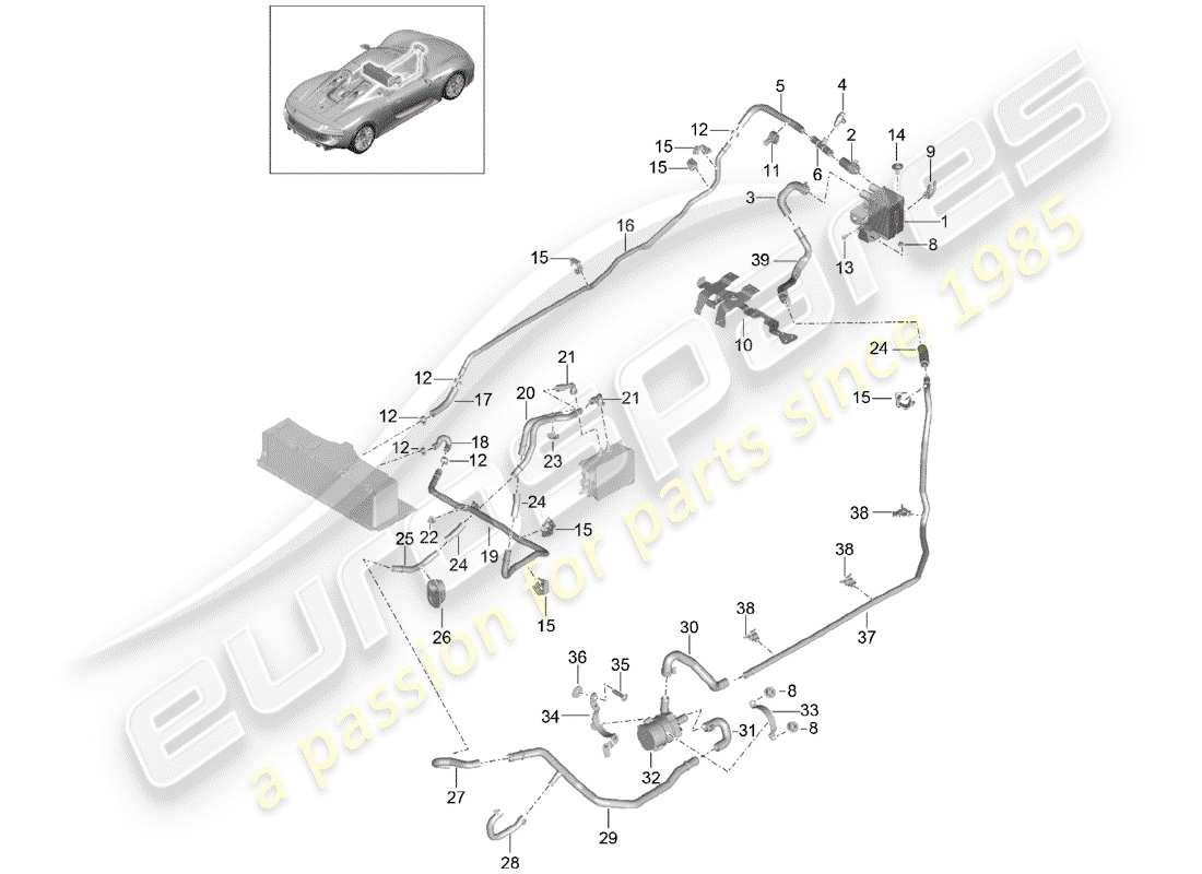 porsche 918 spyder (2015) hybrid part diagram