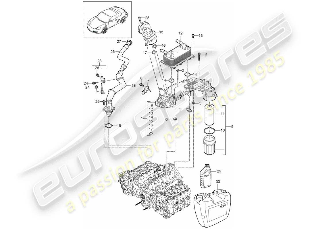porsche 2009 (987 boxster) engine lubrication part diagram