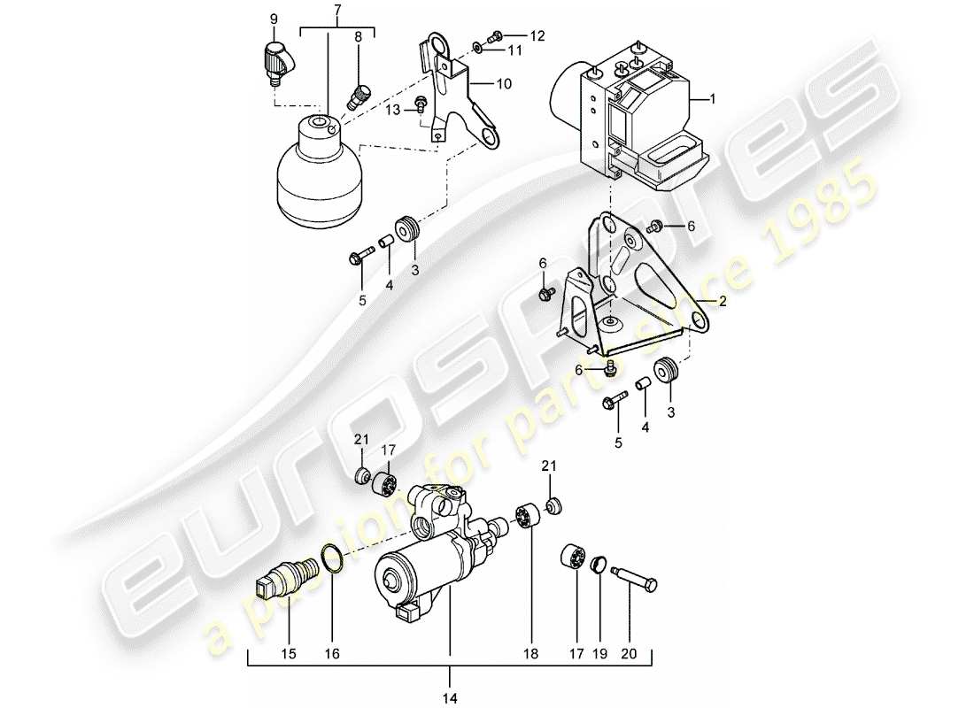 porsche 2005 (carrera gt) hydraulic unit - anti-locking brake syst. -abs- - control part diagram