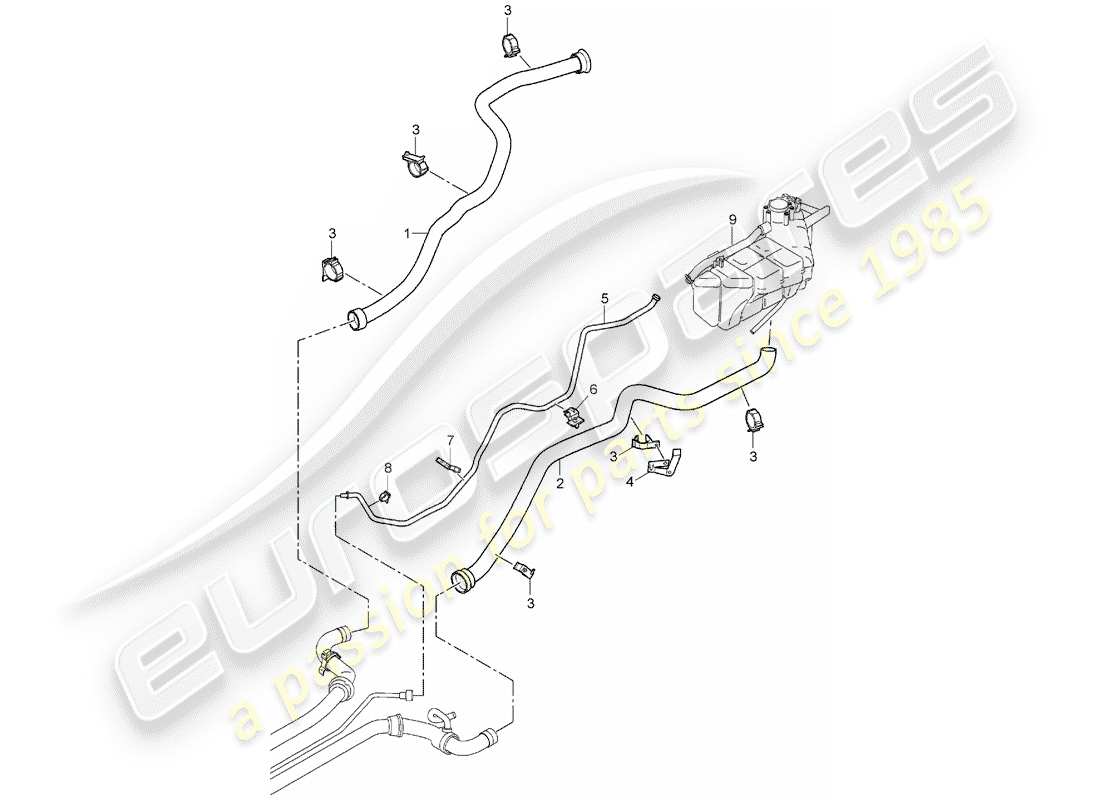 porsche 2005 (997-1) water cooling 1 part diagram