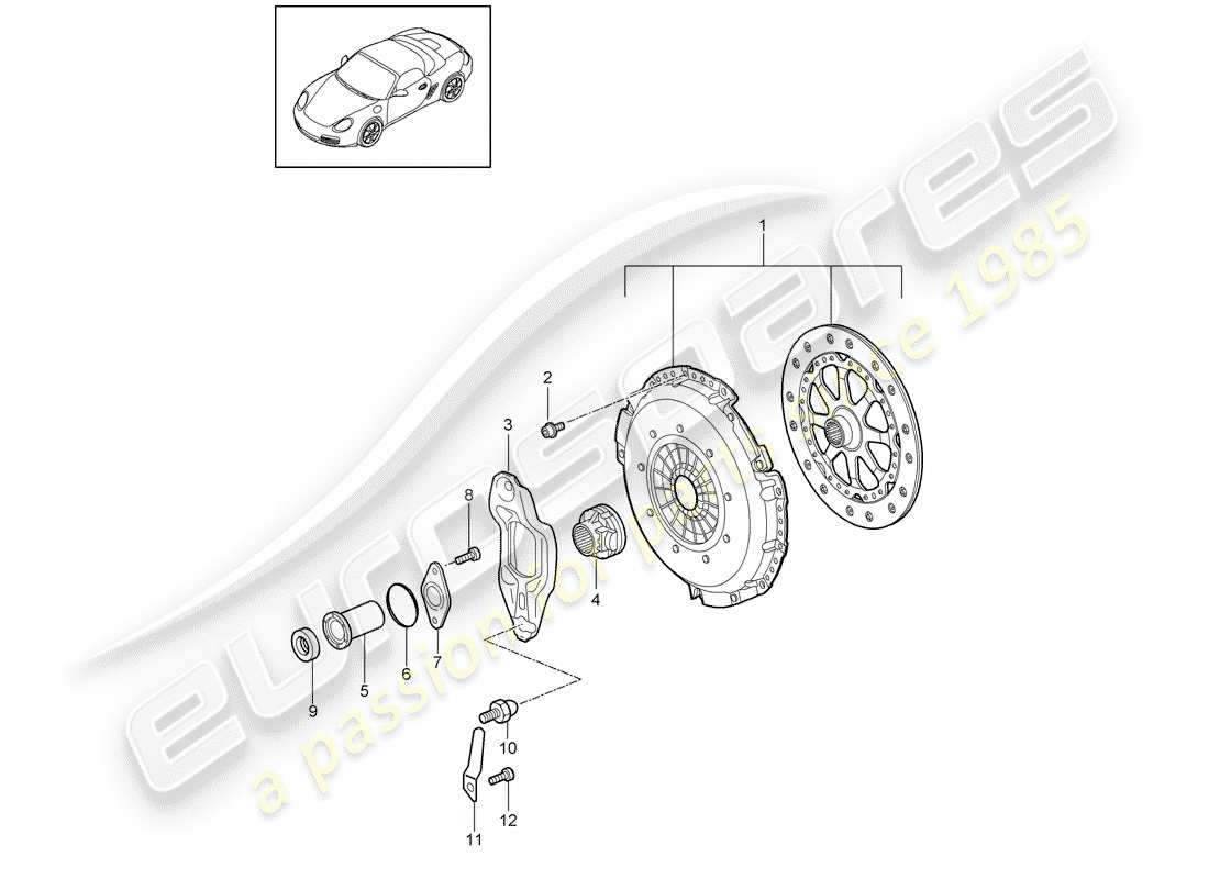 porsche 2009 (987 boxster) clutch part diagram
