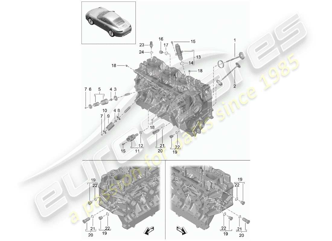 porsche 2012 (991-1) cylinder head part diagram