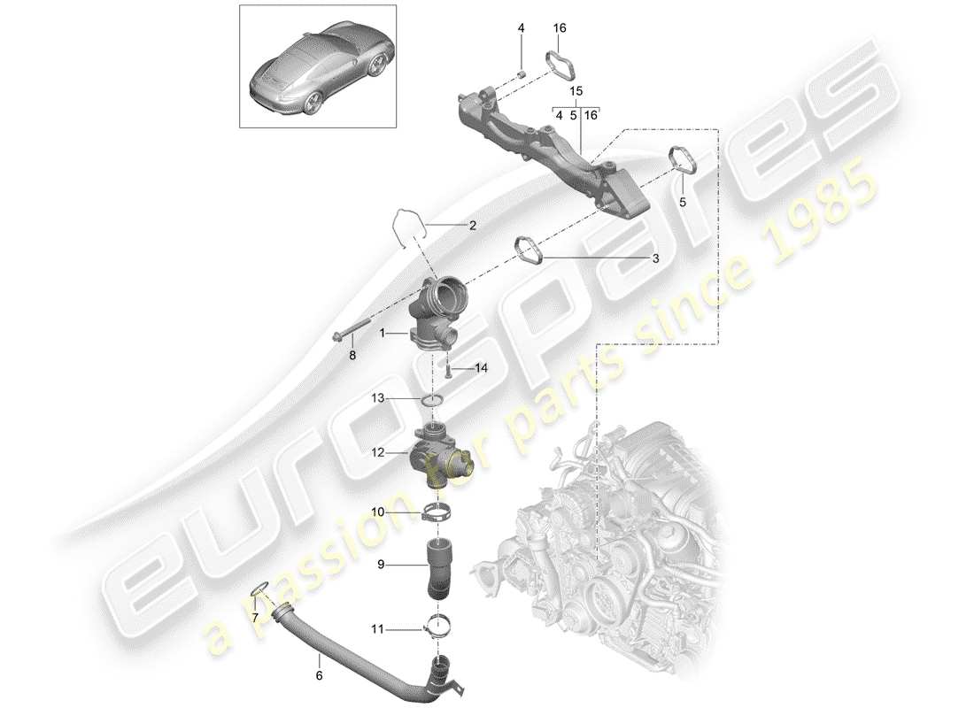porsche 2012 (991-1) sub-frame part diagram