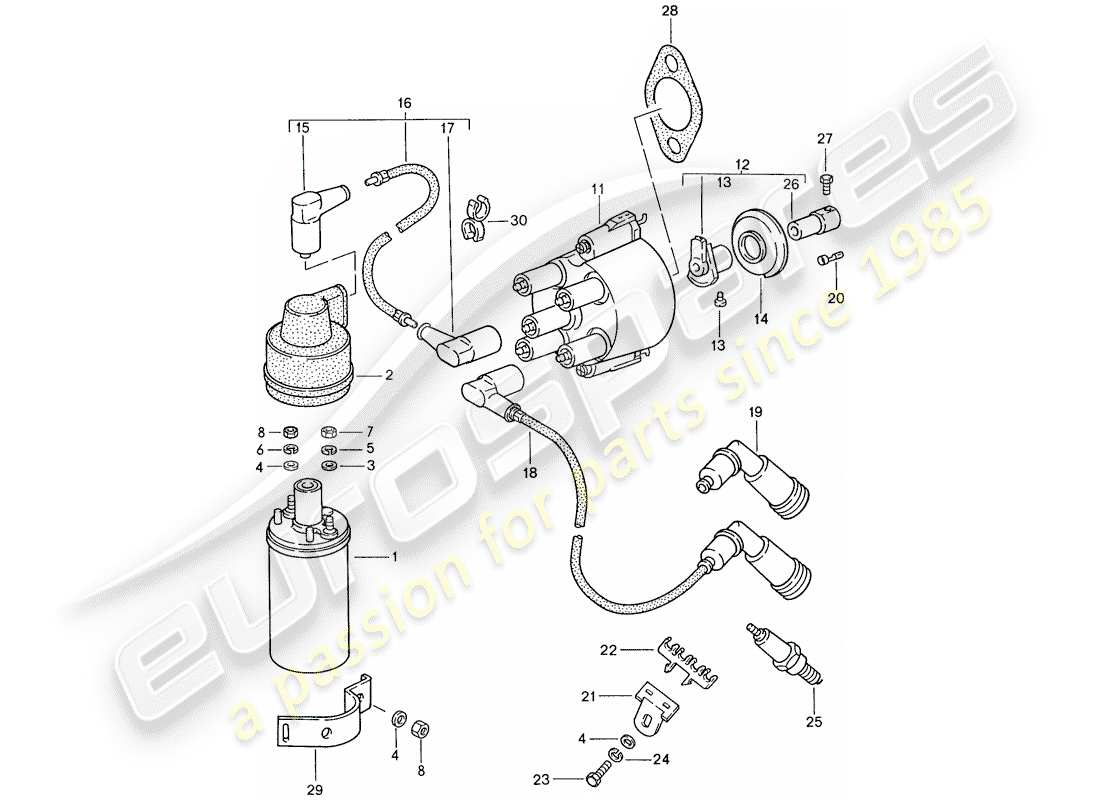 porsche 1991 (944) engine electrics 1 part diagram