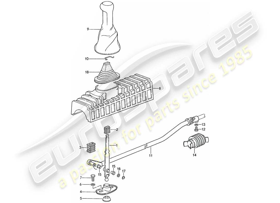 porsche 1988 (959) transmission control parts diagram