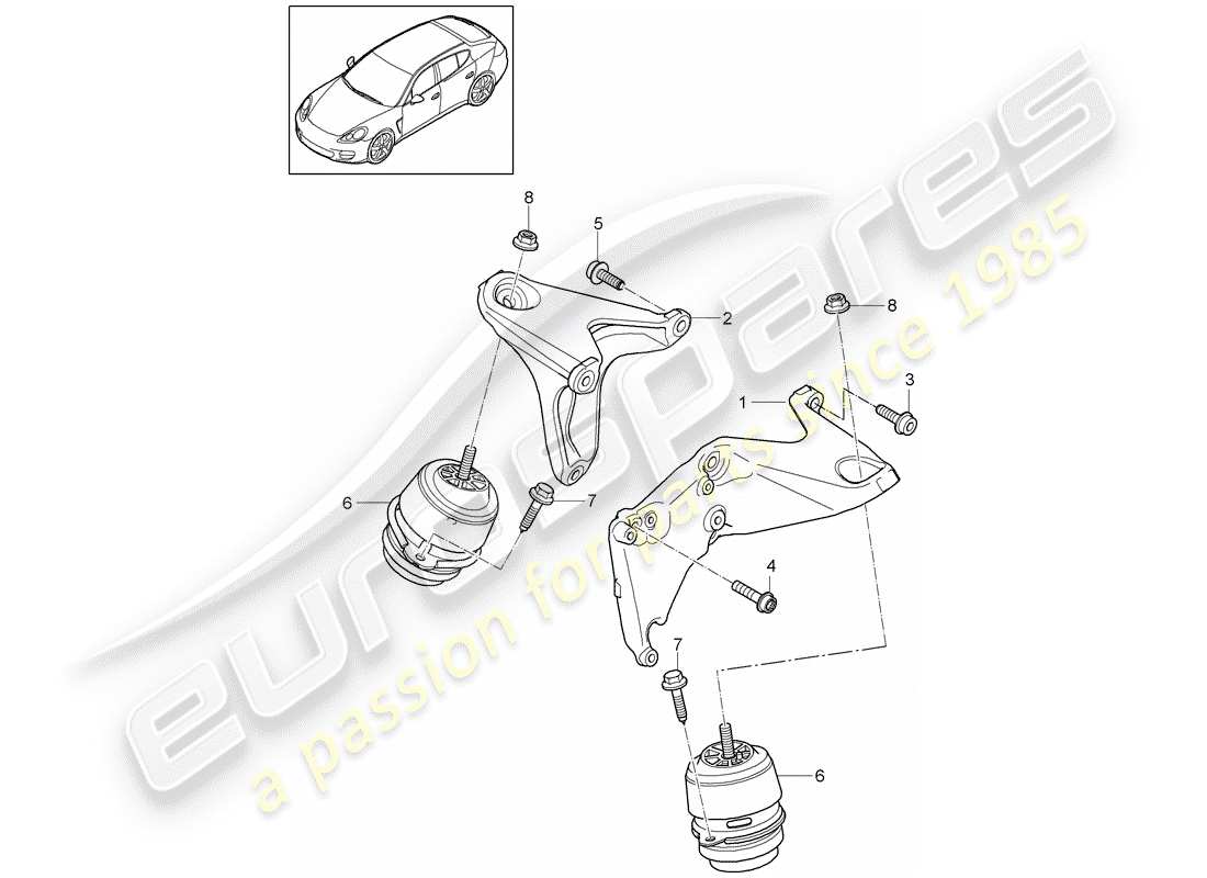 porsche 2014 (panamera 970) engine suspension part diagram
