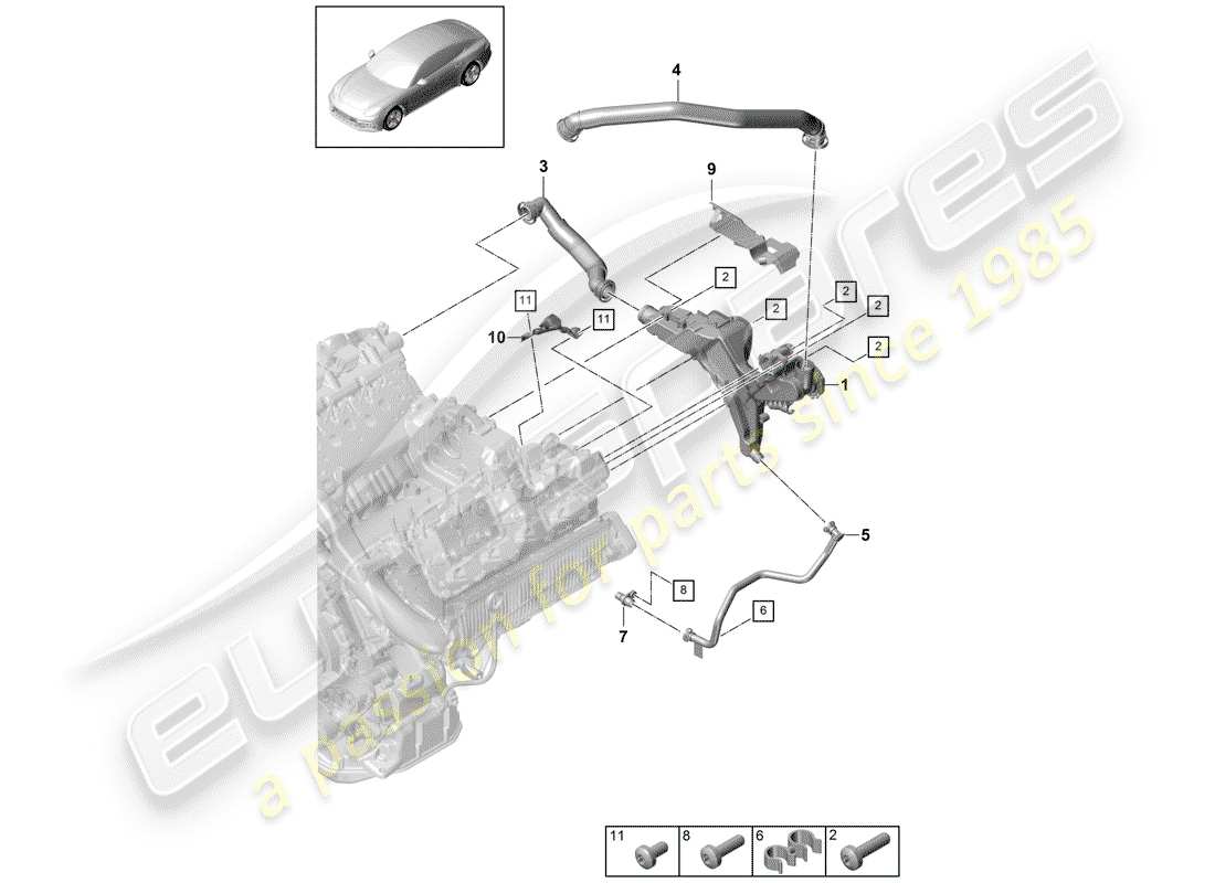 porsche 2020 (panamera 971-1) crankcase breather part diagram