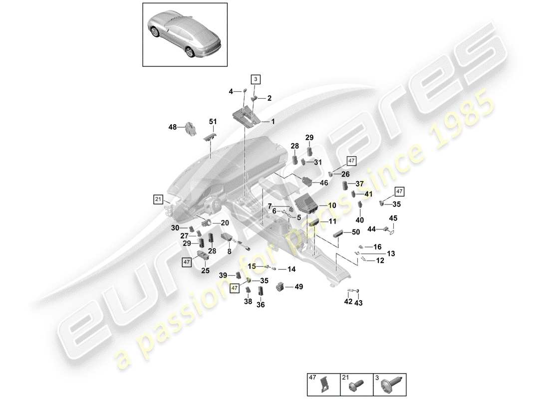 porsche panamera 971 (2017) multiple switch parts diagram