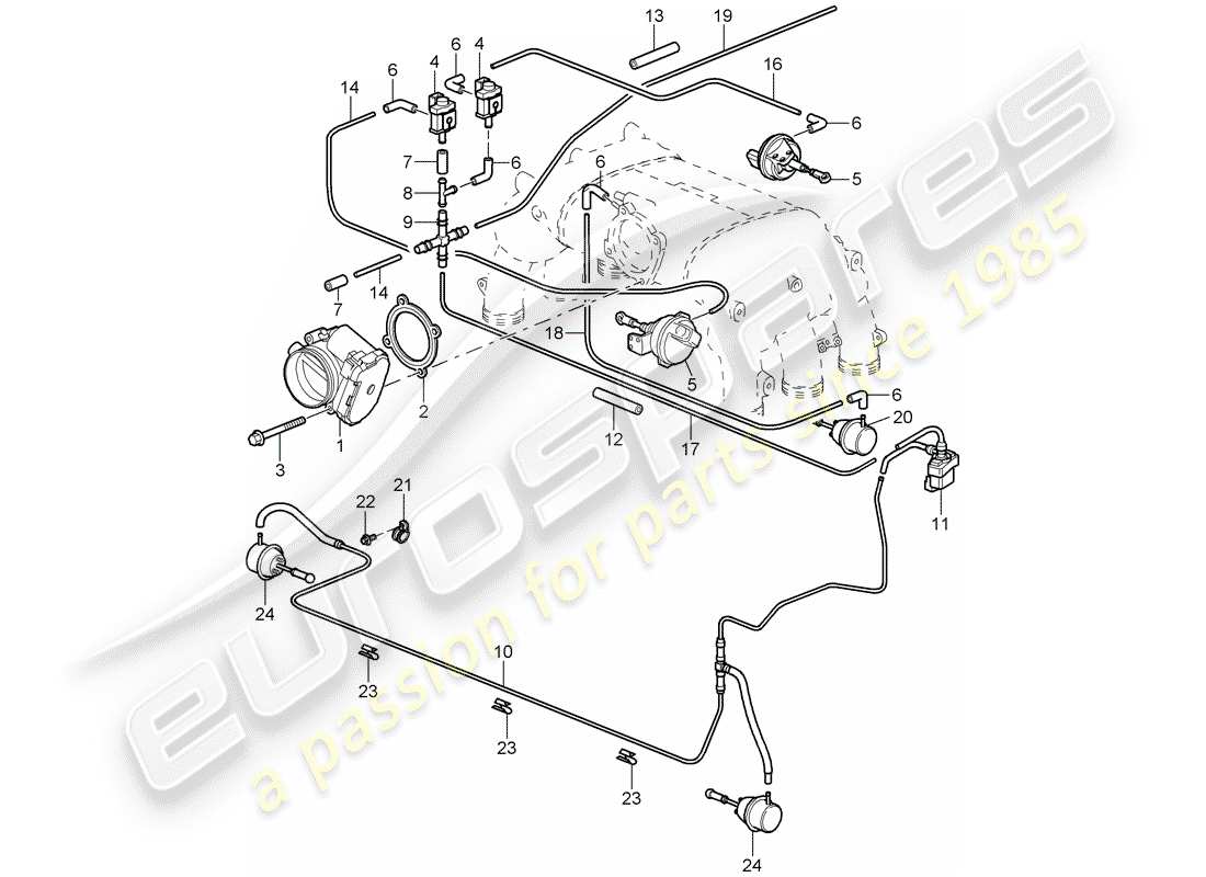 porsche 2008 (997-1 gt3) throttle body part diagram