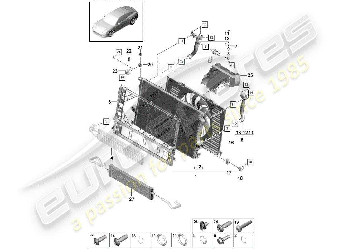 porsche 2020 (panamera 971-1) water cooling part diagram
