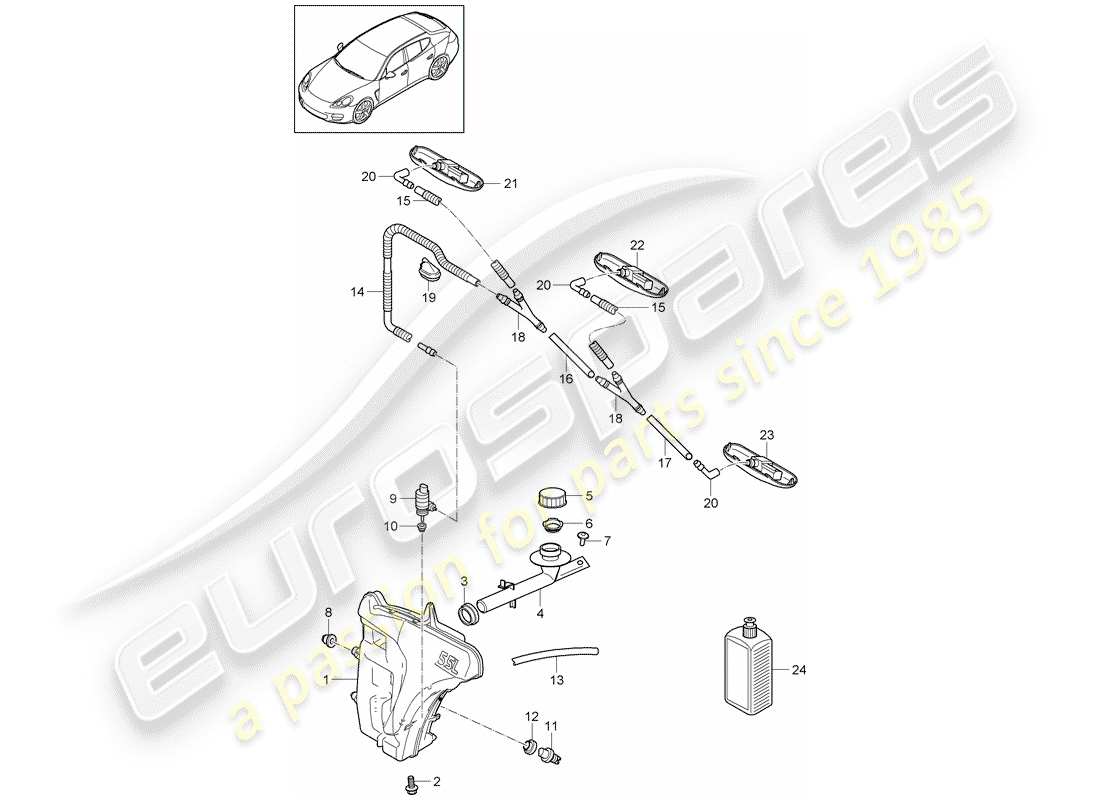 porsche 2016 (panamera 970) windshield washer unit part diagram