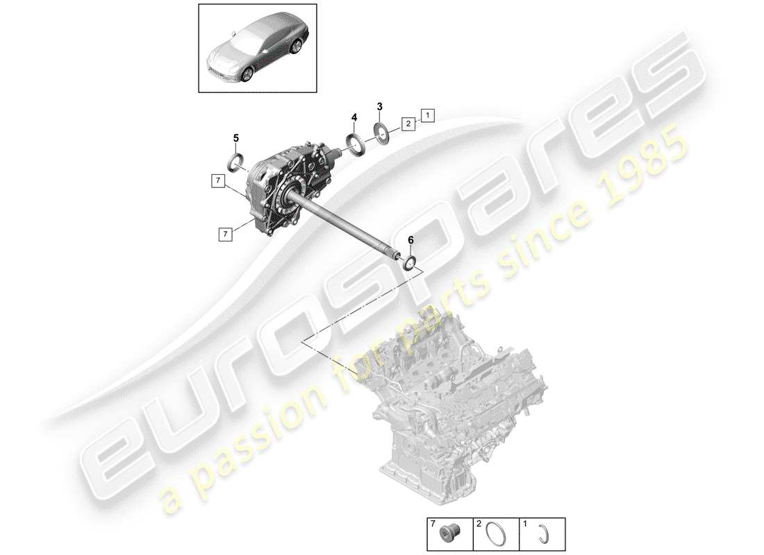 porsche 2020 (panamera 971-1) front axle differential part diagram