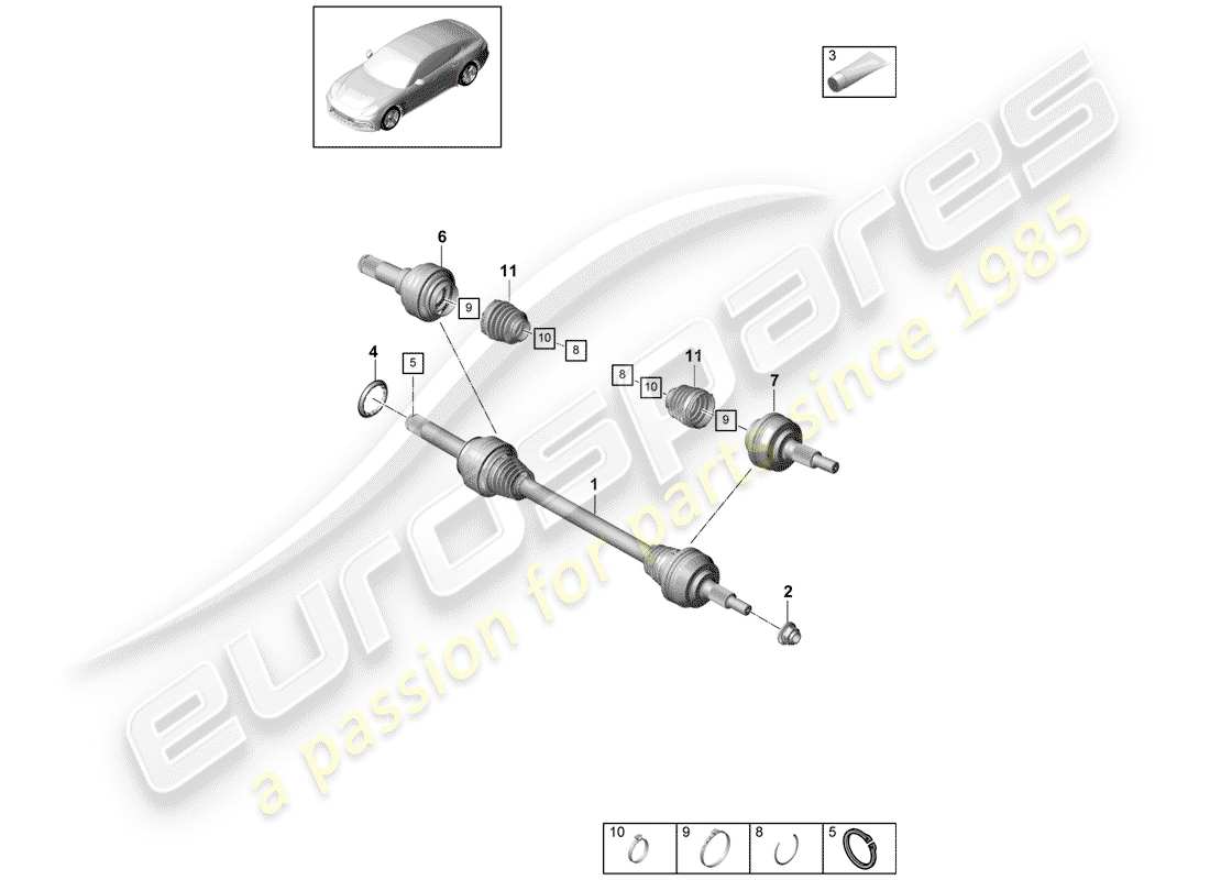 porsche 2020 (panamera 971-1) drive shaft part diagram