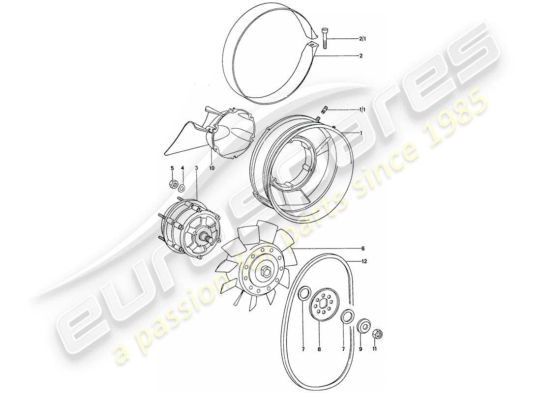porsche 1975 (911) air cooling part diagram