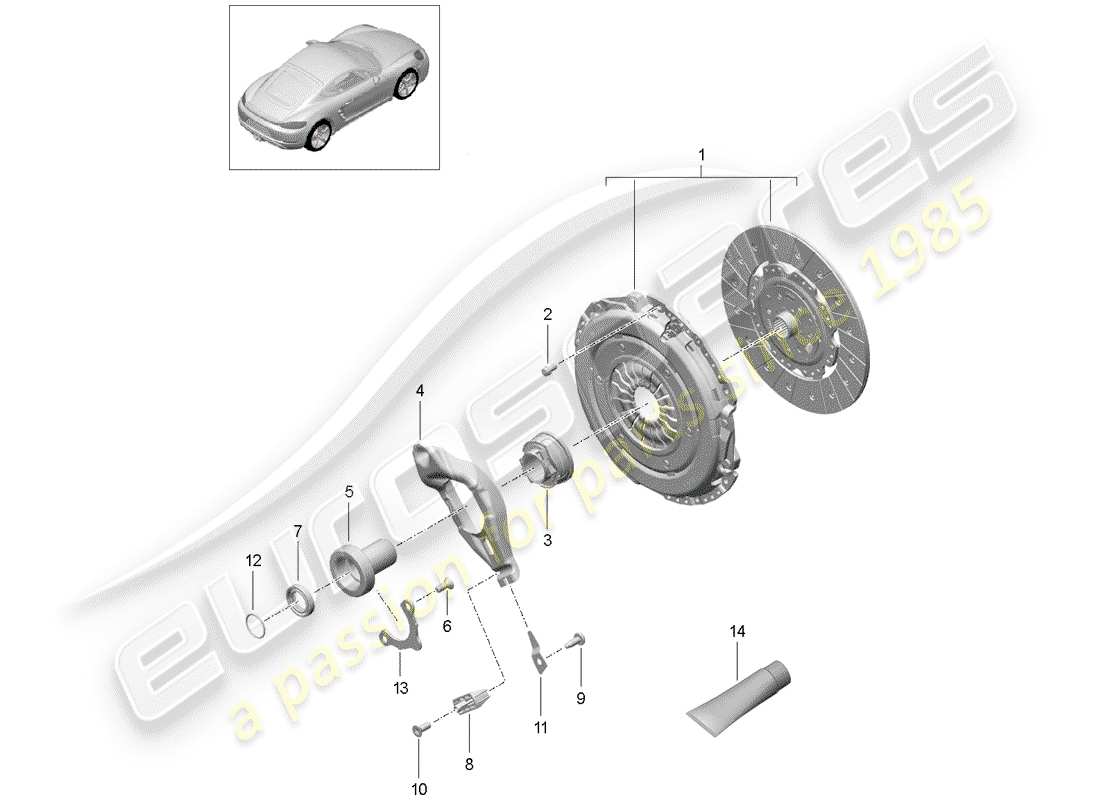 porsche 718 cayman (2018) clutch parts diagram