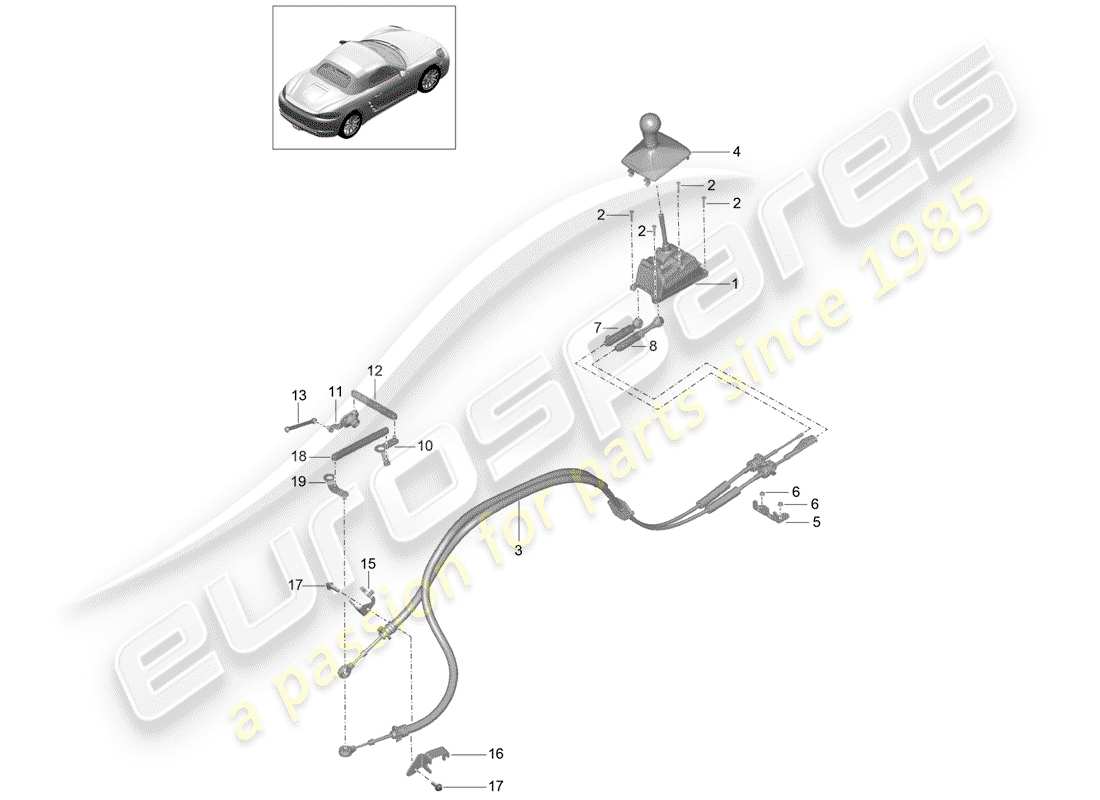 porsche 2018 (718 boxster) shift mechanism part diagram