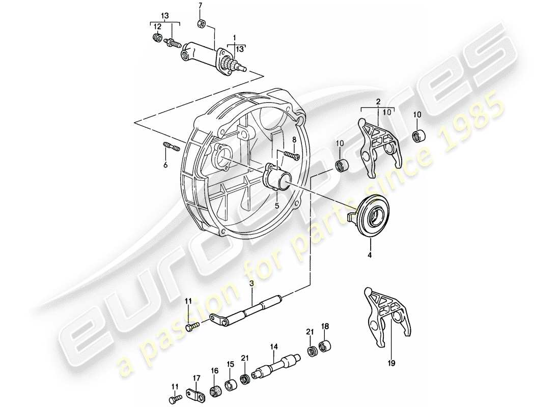 porsche 911 (1987) clutch release - hydraulic parts diagram
