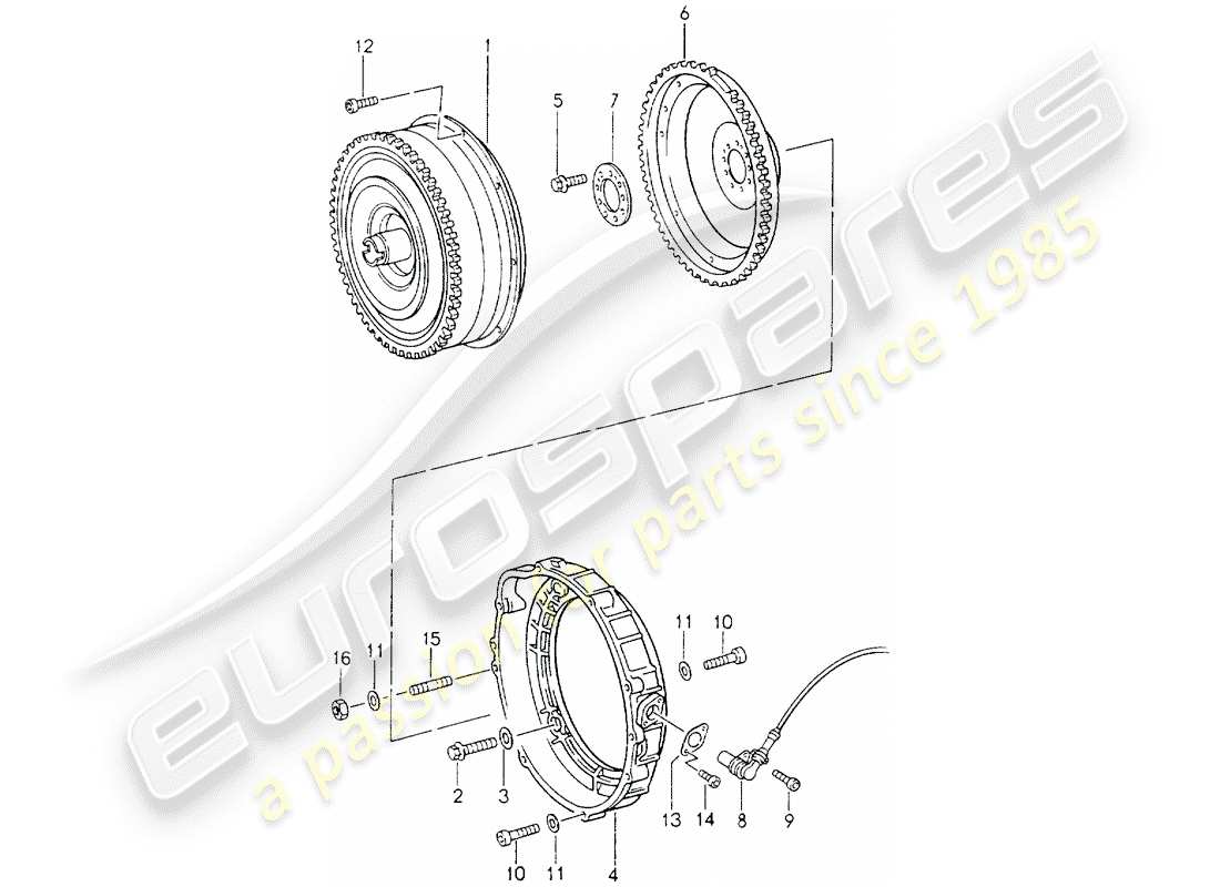 porsche 1990 (964) tiptronic - torque converter part diagram