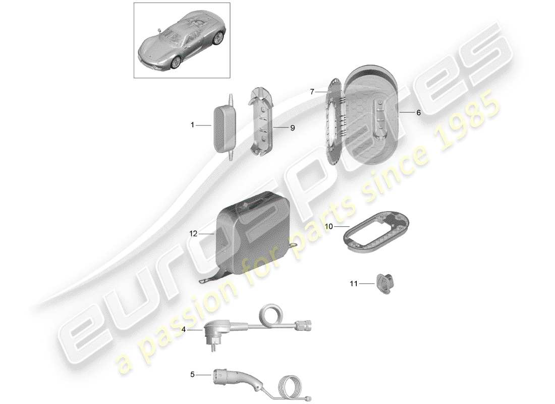 porsche 2015 (918 spyder) ac charging station part diagram