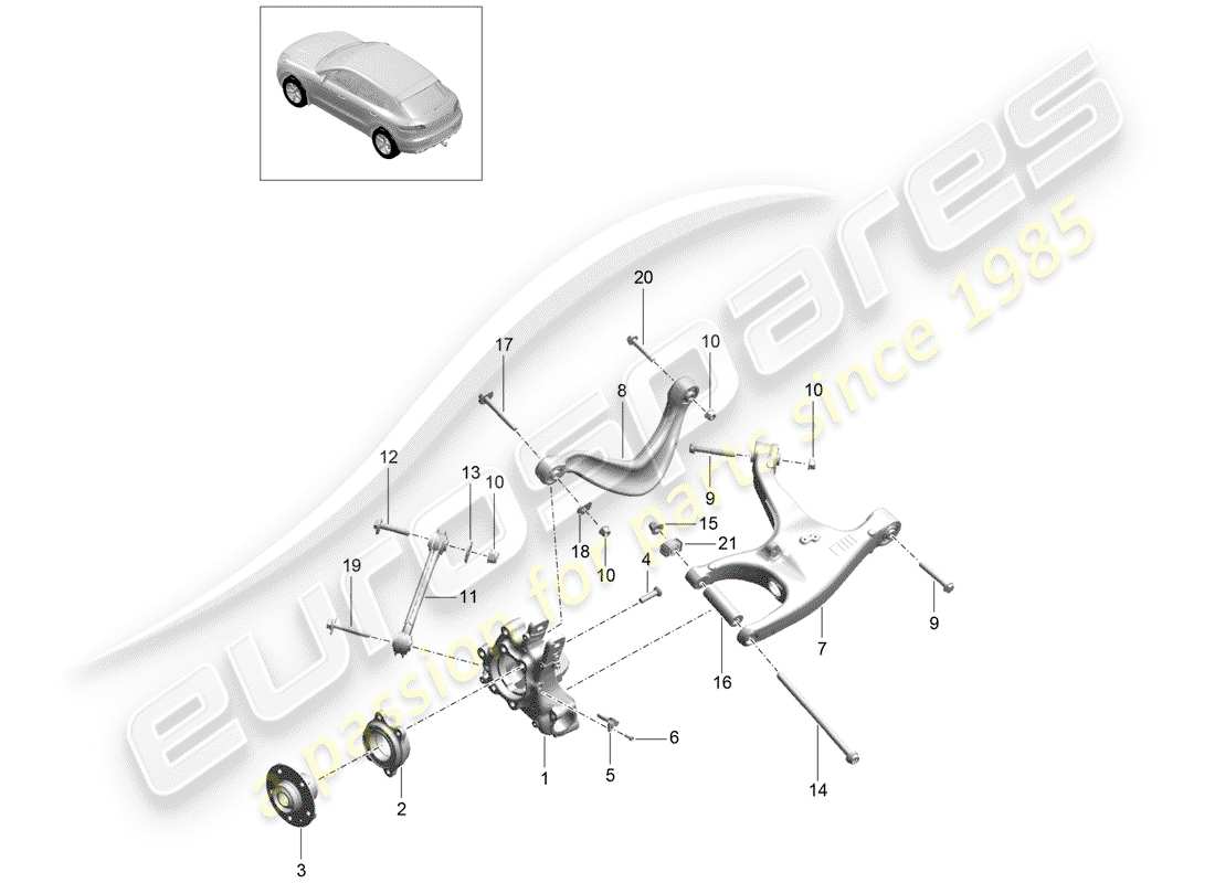 porsche 2016 (macan) rear axle part diagram