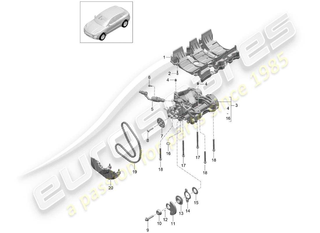 porsche macan (2017) oil baffle plate part diagram