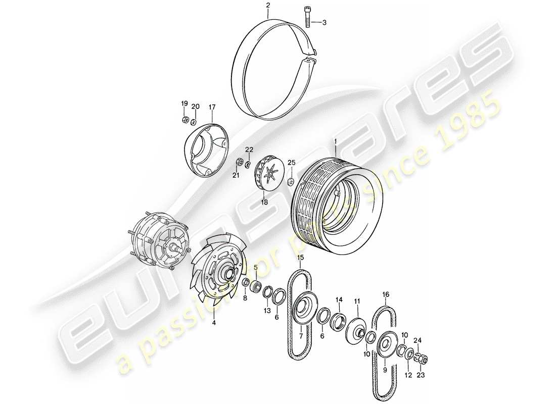 porsche 1988 (959) air cooling part diagram