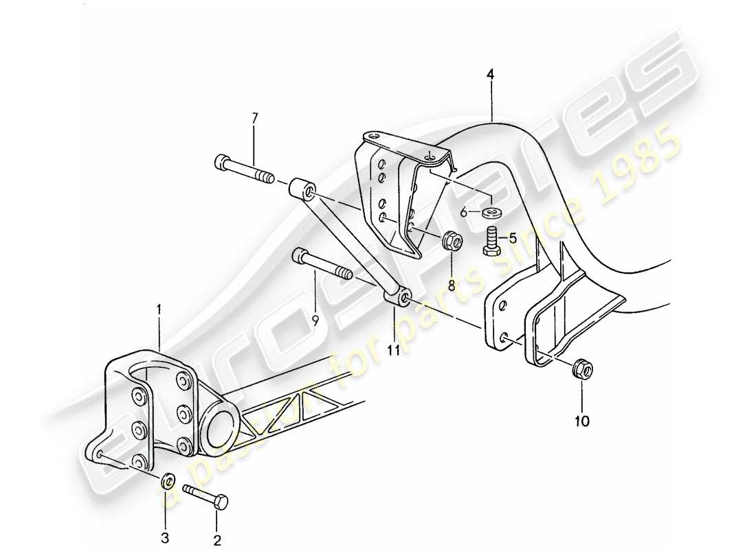 porsche 1988 (959) rear axle - cross member - cross member part diagram