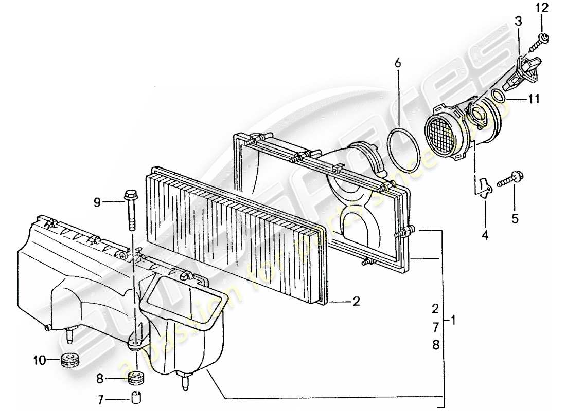 porsche 2001 (996 gt3) air cleaner part diagram