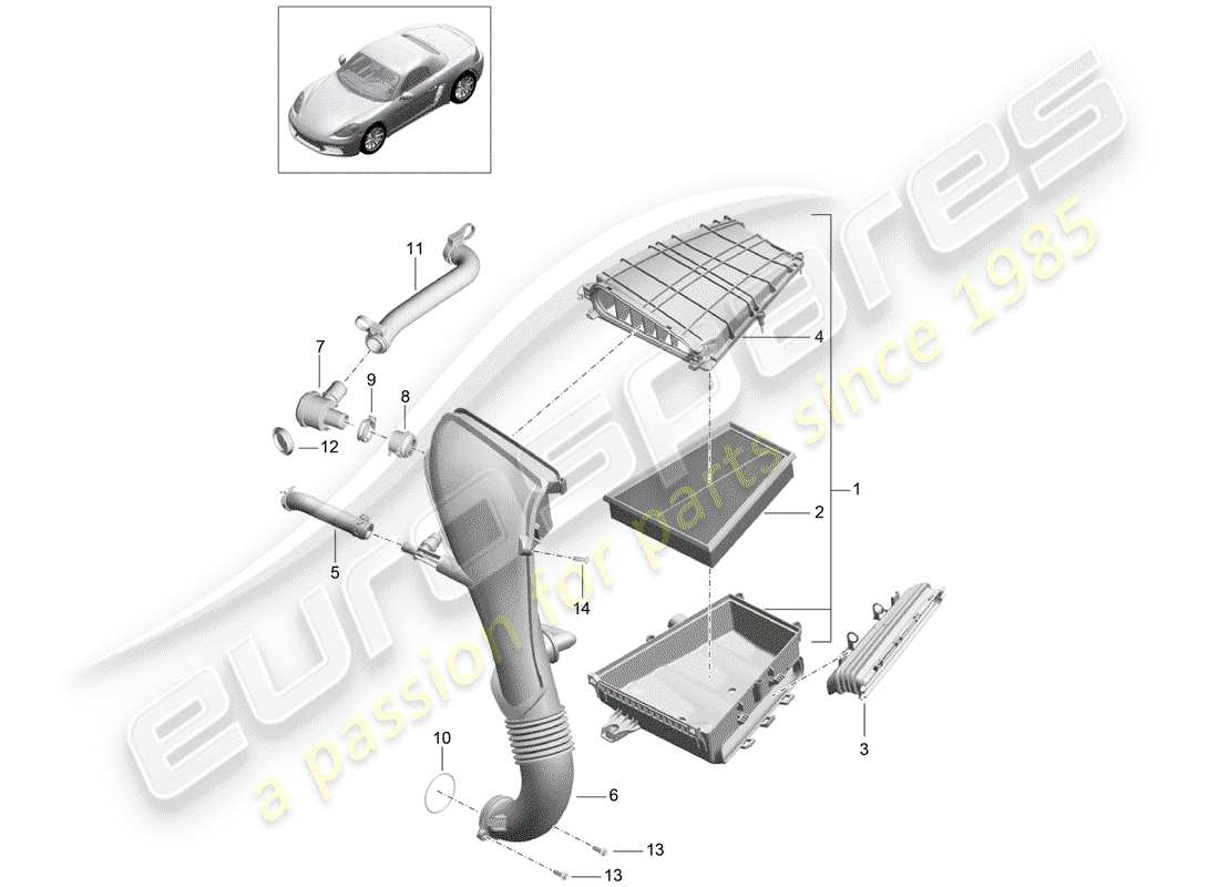porsche 2019 (718 boxster) air cleaner part diagram