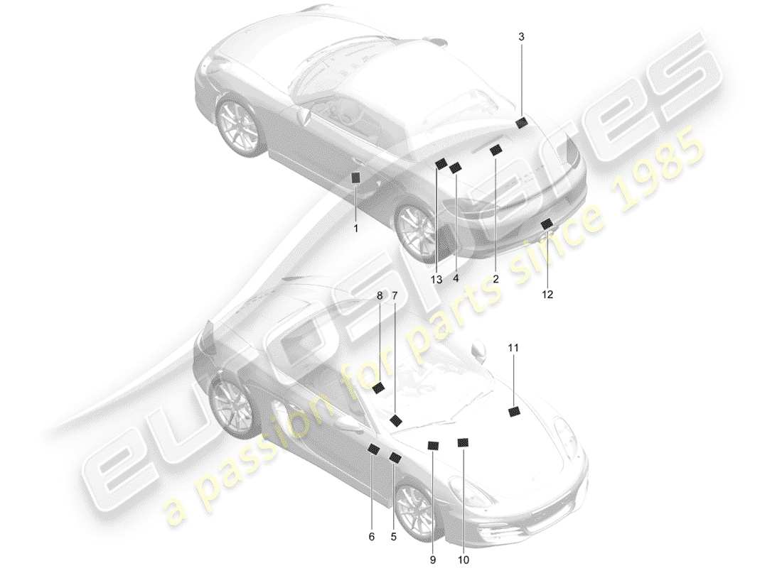 porsche 2015 (981 boxster) signs/notices part diagram