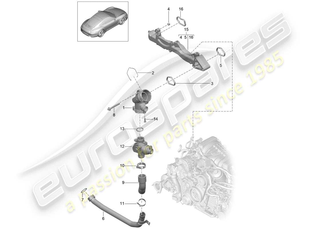 porsche 991 (2016) sub-frame part diagram