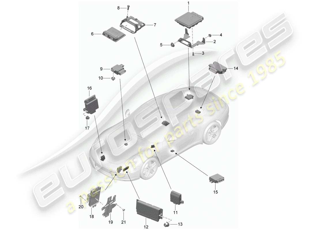porsche 2012 (991-1) control units part diagram