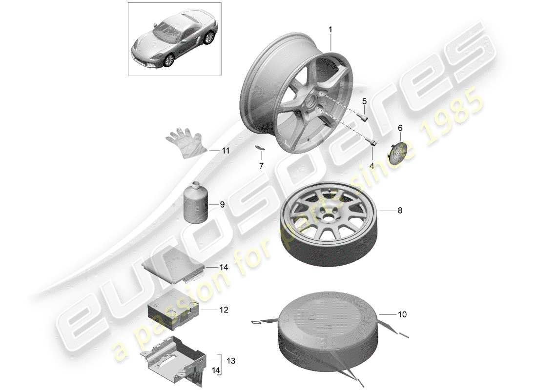 porsche 2018 (718 boxster) alloy wheel part diagram