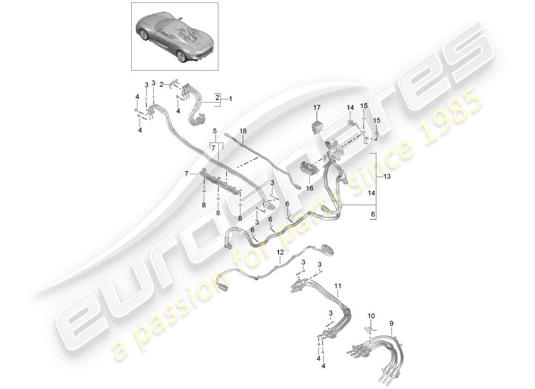 porsche 918 spyder (2015) wiring harnesses parts diagram